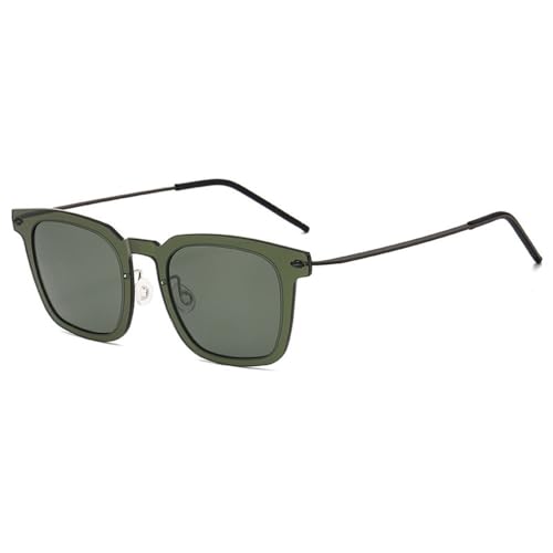 SETNGB Stilvolle runde polarisierte Damen-Sonnenbrille für Herren, UV400-Schutz, Metallrahmen, UV-Schutz, Sonnenbrille zum Autofahren, Grün, Grün, 150 x 142 x 46 mm von SETNGB
