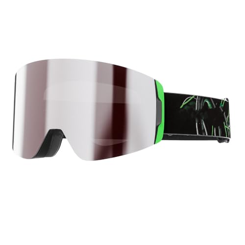 Stilvolle, farbwechselnde, beschlagfreie, magnetische Weitfeld-Skibrille für Herren und Damen zum Schneewandern und Bergsteigen im Freien mit Wind- und UV-Schutz, Moonlight Silver, 185 x 148 x 100 von SETNGB