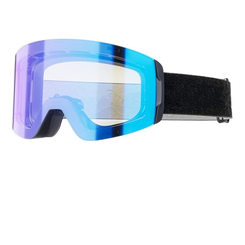 Stilvolle, farbwechselnde, beschlagfreie, magnetische Weitfeld-Skibrille für Herren und Damen zum Schneewandern und Bergsteigen im Freien mit Wind- und UV-Schutz,Transparent wird blau,185*148*100m von SETNGB
