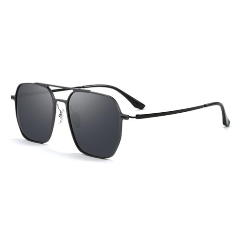 Stilvolle Herren-Sonnenbrille aus reinem Titan, ultraleicht, polarisiert, TAC, für Outdoor-Aktivitäten, Angeln und Autofahren, Sonnenschutz, UV-Schutz, Gun Polarized Gray, 148 x 147 x 48 mm von SETNGB