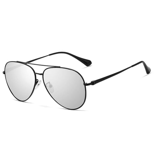 Stilvolle Herren TAC Polarisierte Sonnenbrille Outdoor Reisen Street Style Fahren Angeln UV-Schutz Sonnenbrille,Schwarz Silber,146 * 145 * 53mm von SETNGB