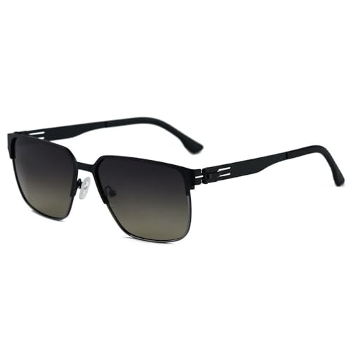 Stilvolle polarisierte Herren-Sonnenbrille aus Metall mit quadratischem Rahmen, für Reisen im Freien, Straßenfotografie, Autofahren, Sonnenschutz, Angeln, UV-Schutz, C6, 149 x 143 x 46 mm von SETNGB