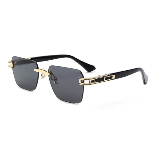Stilvolle rahmenlose polarisierte Sonnenbrille für Männer und Frauen, Sonnenblende für Reisen im Freien, Straßenfotografie, Autofahren und Angeln, UV-Schutz-Sonnenbrille, Goldgrau, 150 x 143 x 42 von SETNGB