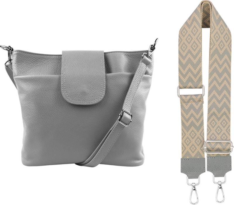 SEVA Schultertasche Umhängetasche Damen Echtleder mit Verstellbar Abnehmbar Breiter Gurt (5 Innenfächer, 2 Außenfächer, Vielen Farben), Crossbody Tasche, vielen verschiedenen Farben, Made in Italy von SEVA