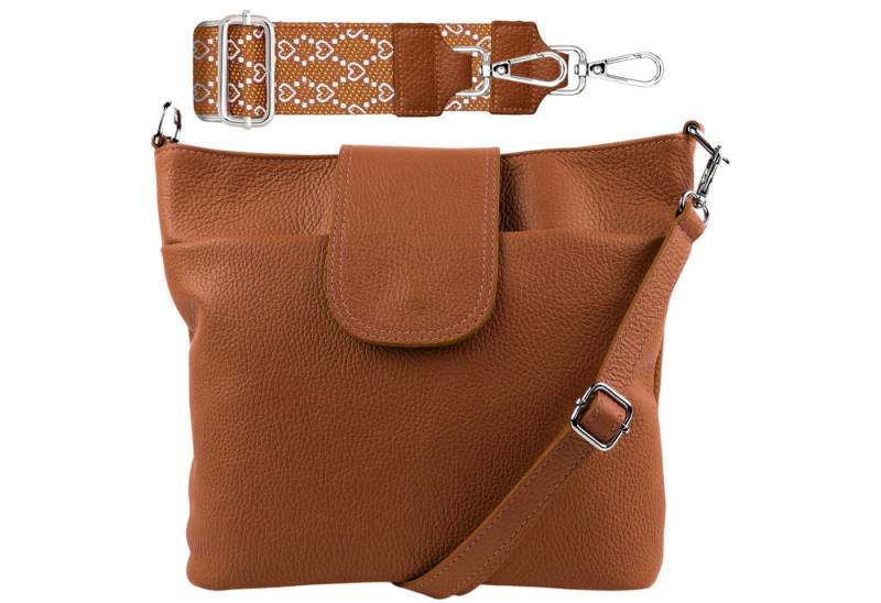 SEVA Schultertasche Umhängetasche Damen Echtleder mit Verstellbar Abnehmbar Breiter Gurt (5 Innenfächer, 2 Außenfächer, Vielen Farben), Crossbody Tasche, vielen verschiedenen Farben, Made in Italy von SEVA