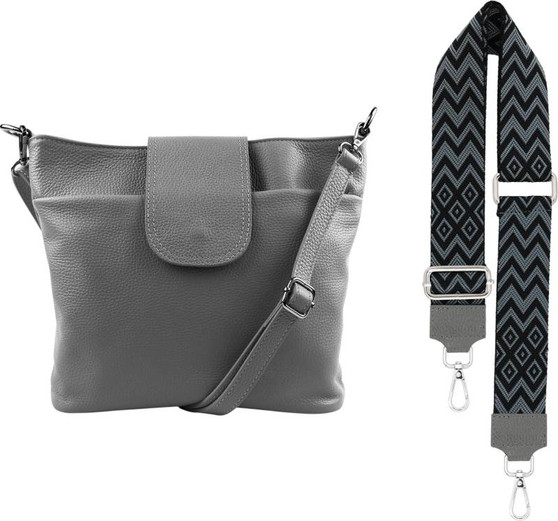 SEVA Schultertasche Umhängetasche Damen Echtleder mit Verstellbar Abnehmbar Breiter Gurt (5 Innenfächer, 2 Außenfächer, Vielen Farben), Crossbody Tasche, vielen verschiedenen Farben, Made in Italy von SEVA