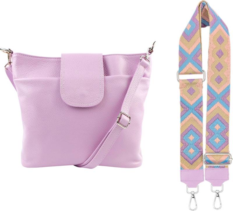 SEVA Schultertasche Umhängetasche Damen Echtleder mit Verstellbar Abnehmbar Breiter Gurt (5 Innenfächer, 2 Außenfächer, Vielen Farben), Crossbody Tasche, vielen verschiedenen Farben, Made in Italy von SEVA