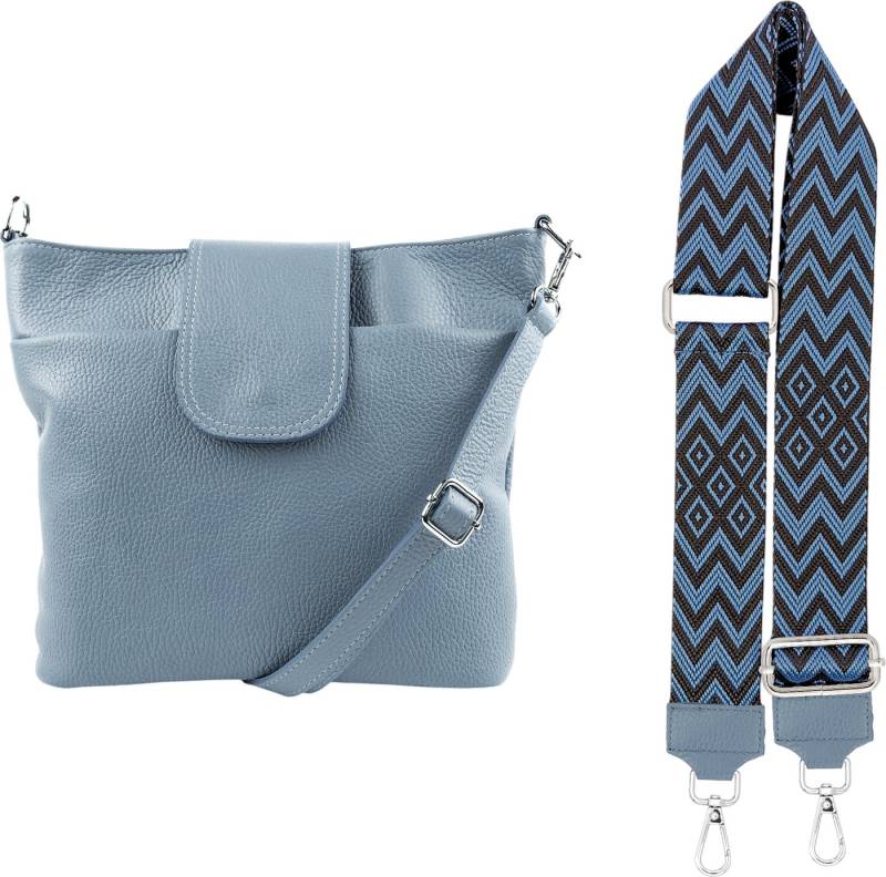 SEVA Schultertasche Umhängetasche Damen Echtleder mit Verstellbar Abnehmbar Breiter Gurt (5 Innenfächer, 2 Außenfächer, Vielen Farben), Crossbody Tasche, vielen verschiedenen Farben, Made in Italy von SEVA