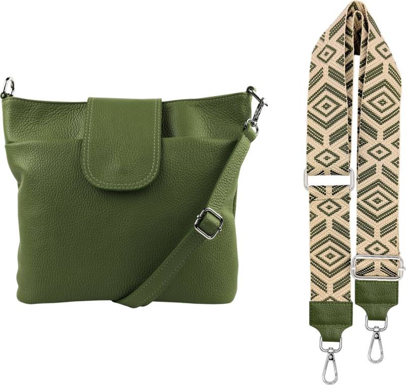 SEVA Schultertasche Umhängetasche Damen Echtleder mit Verstellbar Abnehmbar Breiter Gurt (5 Innenfächer, 2 Außenfächer, Vielen Farben), Crossbody Tasche, vielen verschiedenen Farben, Made in Italy von SEVA