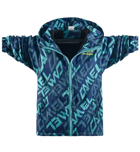Regenmantel Kinder Wasserdicht Softshelljacke Jungen Vintage Alphabet Regenjacke Outdoor Sport Travel Wandern Trekking Winter Skijacke Schneejacke 11-12 Jahre, Blau von SEVEN BB