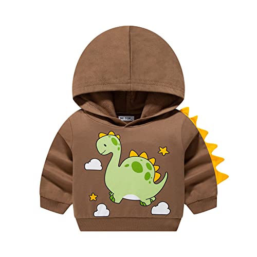 SEVEN BB Baby Jungen Kapuzenpullover Herbst Winter Warme Kapuzen Pullover für Kinder Sport Sweat Shirt Pullover mit Kapuze Kleinkind Dinosaurier Braun Weihnachts Sweatshirt Hoodies 3 Jahre von SEVEN BB