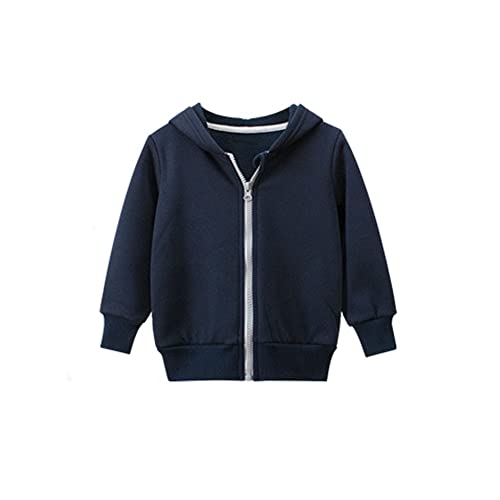 SEVEN BB Baby Jungen Mantel Kleinkind Basketball Kapuzenjacken Schlichtes Schwarz Dünn Leichte Fleece Gefütterte Sweatjacke Frühling Herbst Sport Jacke für Kinder 92 von SEVEN BB