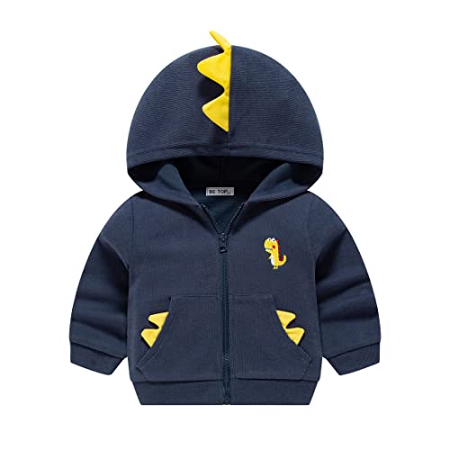 SEVEN BB Baby Jungen Mantel Kleinkind Kapuzenjacken Schlichtes Schwarz Dünn Leichte Fleece Gefütterte Sweatjacke Frühling Herbst Sport Jacke für Kinder 110 von SEVEN BB