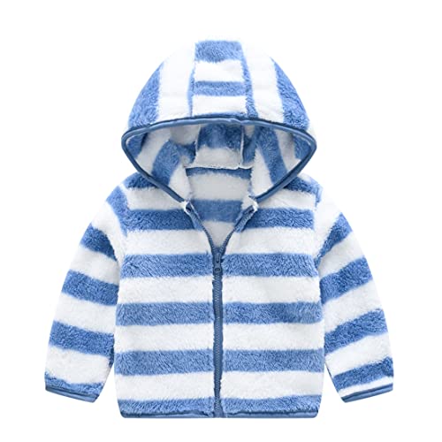 Baby Jungen Mantel Kleinkind Kapuzenjacken Zebra Streifen Blau Dünn Leichte Fleece Gefütterte Sweatjacke Frühling Herbst Sport Jacke für Kinder 104 von SEVEN BB