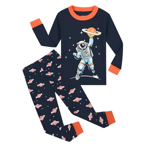 SEVEN BB Jungen Schlafanzug Baby Langarm Ärmel Pyjama Astronaut Nachtwäsche Kinder Outfit 128 von SEVEN BB
