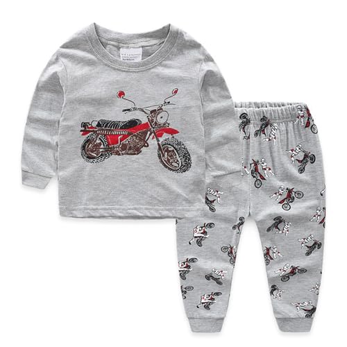 SEVEN BB Jungen Schlafanzug Baby Langarm Ärmel Pyjama Motorrad Nachtwäsche Kinder Outfit 104 von SEVEN BB