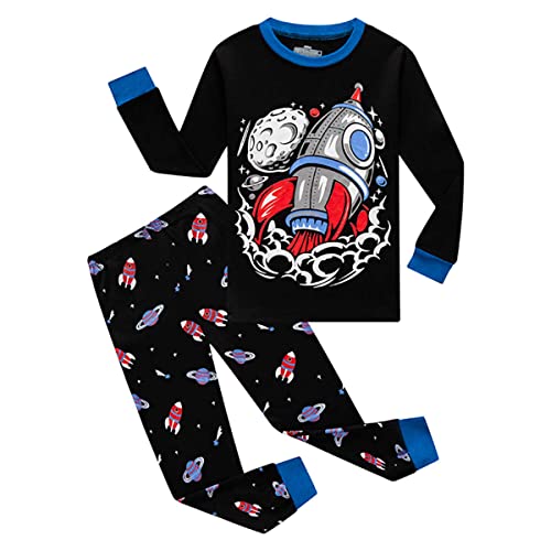 SEVEN BB Jungen Schlafanzug Baby Langarm Ärmel Pyjama Rakete Nachtwäsche Kinder Outfit 128 von SEVEN BB