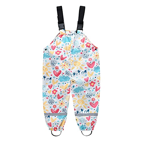 SEVEN BB Kinder Regenhose Jungen Blume Regenlatzhose Mädchen Wind- und Wasserdicht Bundhose 128 von SEVEN BB