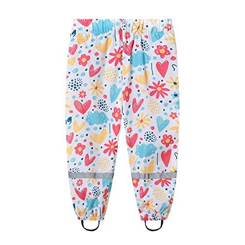 SEVEN BB Kinder Regenhose Jungen Mädchen Blume Regenlatzhose Mädchen Wind- und Wasserdicht Bundhose 98 von SEVEN BB