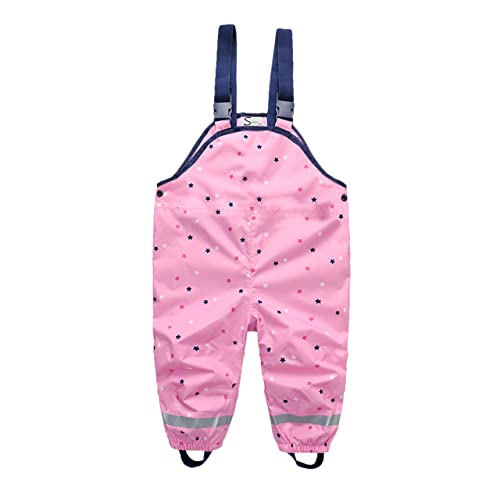 SEVEN BB Kinder Regenhose Jungen Star Regenlatzhose Mädchen Wind- und Wasserdicht Bundhose 104 Rosa von SEVEN BB