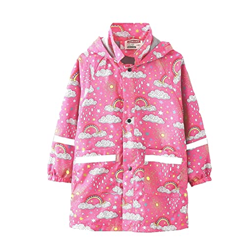 SEVEN BB Mädchen Wasserdicht Jacke Kinder Outdoor Regenmantel mit Kapuze und Gefütterte Unisex Wolke Windjacke Regenjacke 122 von SEVEN BB
