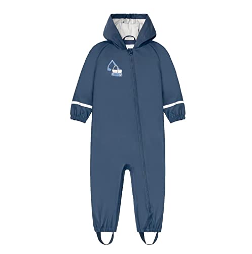 SEVEN BB Matschanzug Einteiler Unisex Outdoor PU Regenanzug Overall Kinder Reflektierend Regenjacke Baby Regenmantel Puppe Regenponcho 3 in 1 Leicht Regenkleidung Jungen für Fussball Navy 98/104 von SEVEN BB