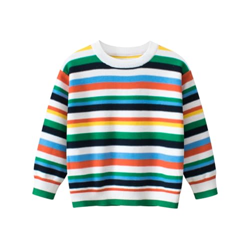 SEVEN BB Pullover Jungen Weihnachten Strickpullover Kinder Langarm Rundhals Ausschnitt Sweater Winter Baby Warm Regenbogen Strickpulli 110, Mehrfarbig von SEVEN BB