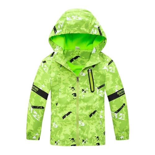 SEVEN BB Regenmantel Kinder Wasserdicht Softshelljacke Jungen Vintage Neon Regenjacke Outdoor Sport Travel Wandern Trekking Winter Skijacke Schneejacke 7-8 Jahre, Grün von SEVEN BB