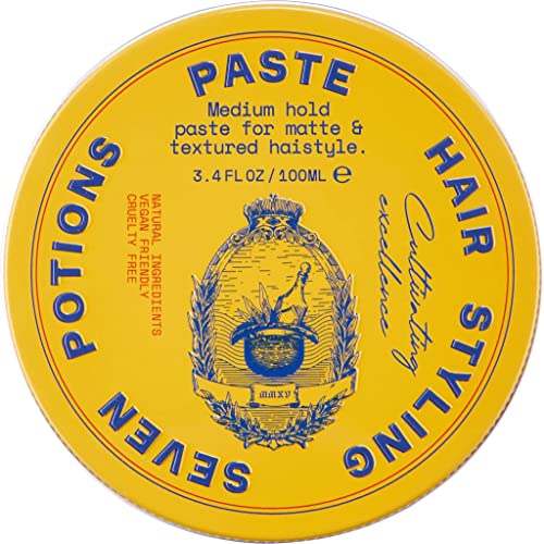 Seven Potions Haarstylingpaste für Männer 100ml - Mittlerer flexibler Halt Knete - Mattes und strukturiertes Finish - Einfache Anwendung - Natürlich, vegan, tierversuchsfrei von SEVEN POTIONS