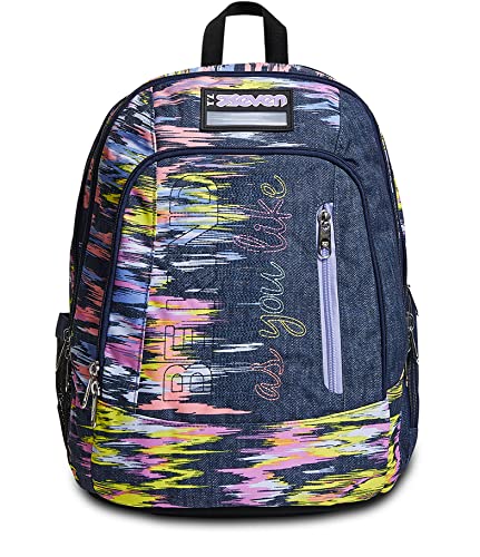SEVEN Rucksack Advanced, Backpack für Schule, Uni & Freizeit, Geräumige Schultasche für Teenager, Mädchen, Jungen, Gepolsterter Schulranzen; Virtual Girl, mehrfarbig, mit Laptopfach von Seven