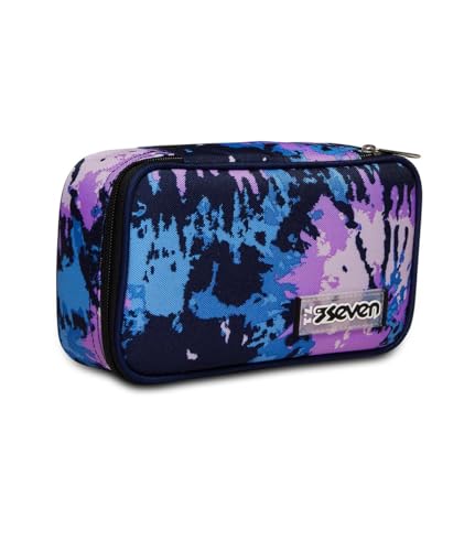 Seven Quick Case, Federmäppchen, Mäppchen, Mehrfarbig, Federtasche für Schreibwaren, Etui mit Stiften, Kugelschreiber, & mehr, Mädchen, Jungen, Schule, lila-blau von SEVEN S.P.A.