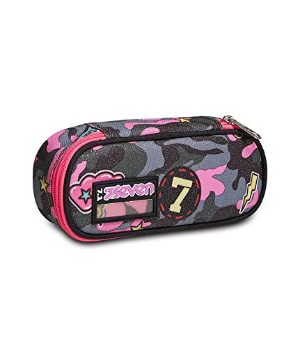 Seven S.p.a. PORTAPENNE Round Plus - CAMOULOVE Girl, Unisex - Bambini und Ragazzi PORTAPENNE Round Plus - CAMOULOVE Girl, Grau, Taglia Unica - von Seven