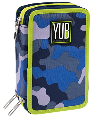 YUB 3 Zip Case — DAYDENIM — 3 Fächer, ausgestattetem Schulstifthalter — Kinder, Jugendliche von Seven