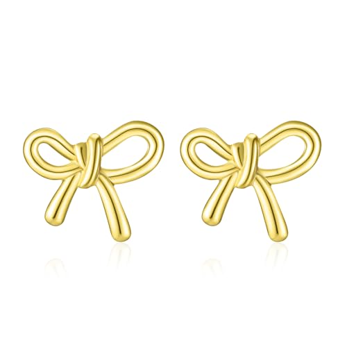 Bow Schleife Ohrringe Gold Ohrringe Schleifenohrringe für Damen 14K Gold Schleifen Ohrstecker von SEVENWELL