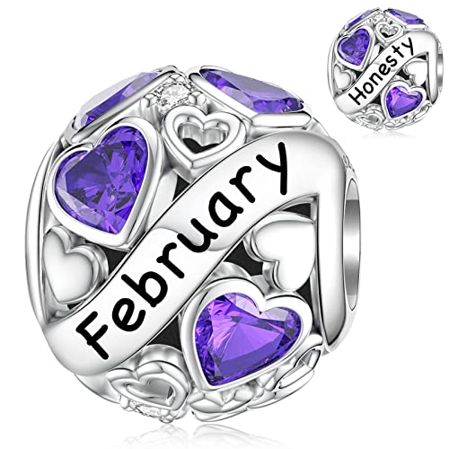 Februar Birtshtone Geburtsstein Charm für Pandora Herz Geburtstag Charms von SEVENWELL