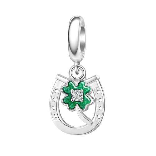 Vierblättriges Kleeblatt Glückshufeisen Charms für Pandora Charms St. Patricks Day Charm aus Sterlingsilber von SEVENWELL