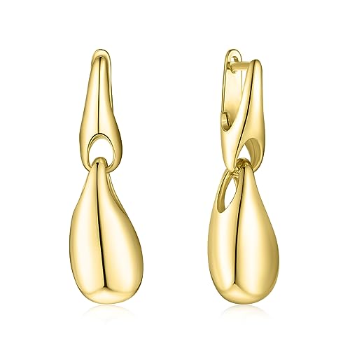 Goldene Ohrringe für Damen Ohrringe Tropfen Creolen 14K Gold Tropfen Ohrringe von SEVENWELL