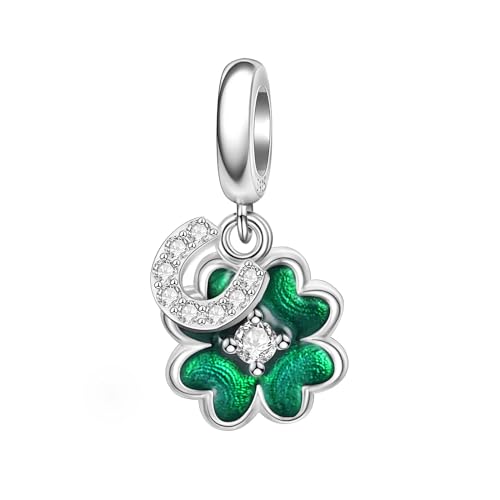 Vierblättriges Kleeblatt Glückshufeisen Charm für Pandora Charms Lucky St. Patricks Day Charm aus Sterlingsilber von SEVENWELL