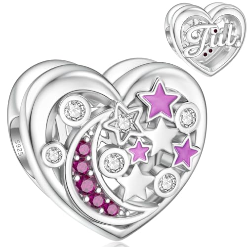 Juli Charms für Pandora Charm所 Geburtsstein Mond Stern Herz Charm 925er Sterling Silber von SEVENWELL