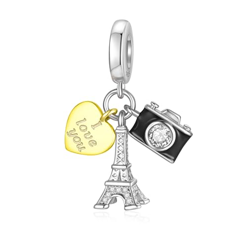 Kamera Eiffelturm Charms für Pandora Reise Charms „I Love Travel“ für Damen von SEVENWELL
