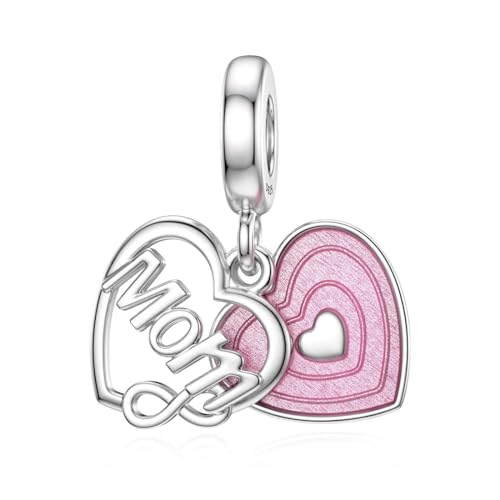 Mama Charm für Pandora Charms Doppelherz Bead für Mutter (Sterlingsilber) von SEVENWELL