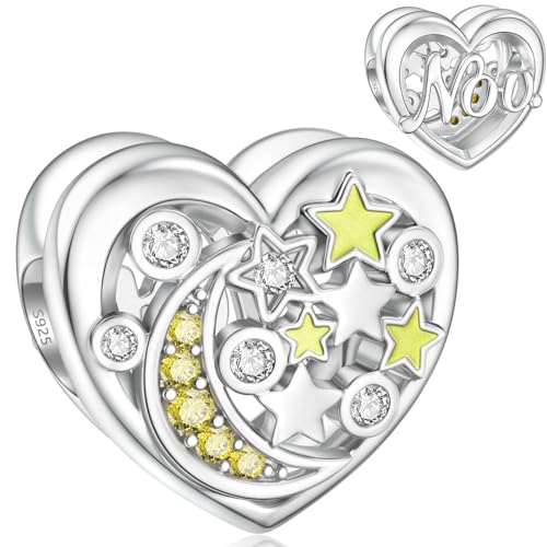 November Geburtsstein Charm für Pandora Charm Mondstern Sterlingsilber Herz von SEVENWELL