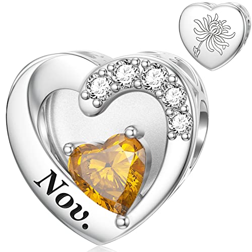 November Charm für Pandora Charms Geburtsstein, Chrysanthemenblüte, Sterlingsilber von SEVENWELL