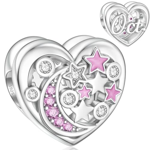 Oktober Charms für Pandora Geburtsstein Charm aus Sterlingsilber Mond Stern Charm von SEVENWELL