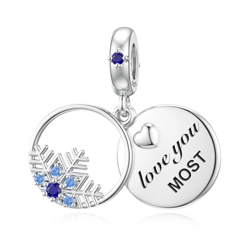 Schneeflocken Charm für Pandora Weihnachts Charm Love You Most Sterling Silber Schneeflocken Charm von SEVENWELL