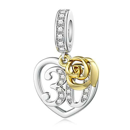 Sterlingsilber Charm zum 30. Geburtstag Goldrose Pandora Charms zum 30. Geburtstag Sterlingsilber Charm zum 30. Geburtstag Goldrose Pandora Charms zum 30. Geburtstag von SEVENWELL