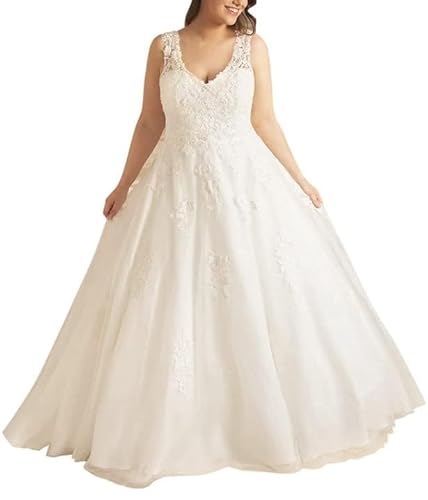 SEVENYXX Brautkleid Spitze Brautkleid Große Braut Retro Dünne Braut Brautkleid, weiß, 50 von SEVENYXX