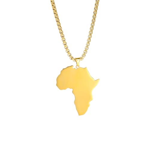 SEVENYXX Halskette Anhänger Afrika Karte Anhänger Halsketten Afrika Länder Flaggen Halskette Schachtel Kette für Männer Schmuck Frauen Geschenk Geburtstagsgeschenk von SEVENYXX