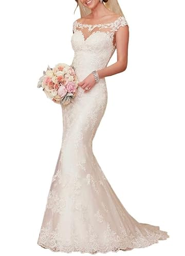 SEVENYXX Vintage Brautkleid Hochzeitskleider Lang Meerjungfrau Standesamt Brautkleider für Damen, Ivory, 38 SEVENYXX Vintage Brautkleid Hochzeitskleider Lang Meerjungfrau Standesamt Brautkleider für Damen, Ivory, 38 von SEVENYXX