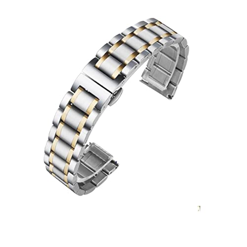 CAREG Gebogenes Ende Edelstahl-Uhr-Armband mit Tissot 1853 couturier T035 18mm 22mm 23mm 24mm Uhrenarmband Frauen Herren Strap Armband Durable (Color : Silver Gold-Flat, Size : 14mm) von SEVET